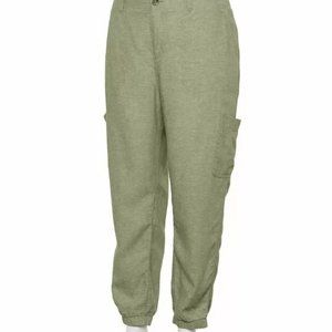 Sonoma Women 24W Jogger Pant Green Linen Elastic Waist Relaxed Mid Rise New